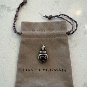 David Yurman Sterling Heart Pendant with Amethyst